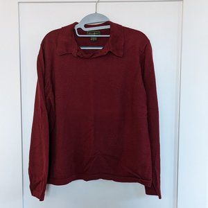 Eddie Bauer Merino Wool Long Sleeve Collar Shirt - Maroon - Men's L